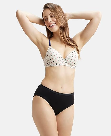 Jockey UL50 Women’s Underwired Padded Cotton T-Shirt Bra – Medium Coverage with Detachable Straps